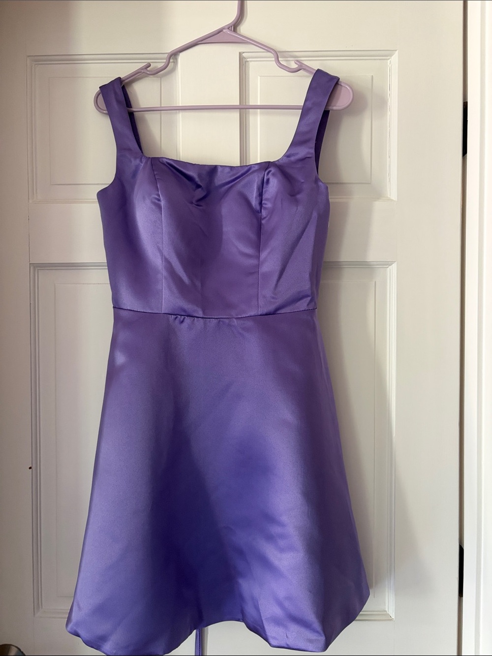 Stacees Lilac Satin Fit-and-Flare Dress